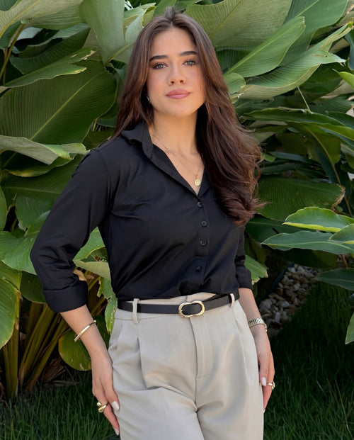Camisa Elástica Antiarrugas – Elegancia y Comodidad Todo el Día